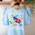 Autism Awareness Teacher I Teach Awesome Superheroes Women's Sweatshirt Back Print Light Blue