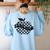 Back To School Checkered Apple Teacher Checkerboard Teacher For Men Women Girls Kids Women's Sweatshirt Back Print Light Blue