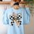 Back To School Hello Fifth Grade Teacher Coquette Pencil Bow Women's Sweatshirt Back Print Light Blue