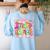 Back To School Kindergarten Preppy Teacher Girl Women's Sweatshirt Back Print Light Blue