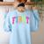 Back To School Neon Checkered First Grade Colorful Teacher Women's Sweatshirt Back Print Light Blue
