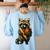 Back To School Raccoon Teachers Student Kids Women's Sweatshirt Back Print Light Blue Back To School Raccoon Teachers Student Kids Women's Sweatshirt Back Print Light Blue