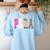 Back To School Teacher Para Preppy Checkered Para Life Women's Sweatshirt Back Print Light Blue
