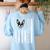 Best Boston Terrier Dog Mom Ever USA Flag For Men Women Kids Women's Sweatshirt Back Print Light Blue