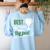 Best Teacher By Par Golf Golfer Women's Sweatshirt Back Print Light Blue