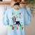 My Birthday Colorful Costume Boston Terrier Party Women's Sweatshirt Back Print Light Blue