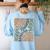 Boho Floral Reading Teacher Retro Reading Specialist Wildfl Women's Sweatshirt Back Print Light Blue