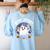 Boo Jour Ghost Halloween French Teacher Cute Coffe Croissant Women's Sweatshirt Back Print Light Blue Boo Jour Ghost Halloween French Teacher Cute Coffe Croissant Women's Sweatshirt Back Print Light Blue