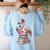 Book Lover Cute Flamingo Reading Teacher Librarian Women Women's Sweatshirt Back Print Light Blue