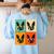 Bostie Dog Lover Boston Terrier With Sunglasses For Men Women Girls Kids Women's Sweatshirt Back Print Light Blue