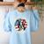 Boston Bull Terrier Women Boston Terrier Dog Mom Women's Sweatshirt Back Print Light Blue