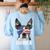 Boston Terrier 4th Of July Merica Men Women USA Flag Vintage Women's Sweatshirt Back Print Light Blue