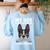 Boston Terrier American Gentleman Dog Lover I'm Well Trained Women's Sweatshirt Back Print Light Blue