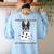 Boston Terrier American Gentleman Personal Stalker Dog Lover Women's Sweatshirt Back Print Light Blue