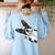 Boston Terrier Bostie Dog Kids Men Women's Sweatshirt Back Print Light Blue