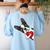 Boston Terrier Bostie Dog Kids Women Girls Women's Sweatshirt Back Print Light Blue
