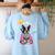 Boston Terrier Boston Bull Terrier Women's Sweatshirt Back Print Light Blue