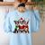 Boston Terrier Christmas Dogs Santa Reindeer Elf Women's Sweatshirt Back Print Light Blue