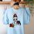 Boston Terrier Christmas T Shirt-Life Is Merrier Premium Tri-Blend Women's Sweatshirt Back Print Light Blue