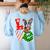 Boston Terrier Christmas Tree Lights Santa Dog Xmas For Men Women Kids Women's Sweatshirt Back Print Light Blue