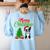 Boston Terrier Christmas Tree Lights Xmas Dog Lover Women's Sweatshirt Back Print Light Blue