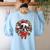 Boston Terrier Christmas Wreath Decoration Xmas Pajamas Women's Sweatshirt Back Print Light Blue