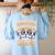 Boston Terrier Crew Cartoon For Dog Owner Pet Boston Terrier Women's Sweatshirt Back Print Light Blue