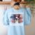 Boston Terrier Dad American Flag 4th Of July Dog Fathers Day Women's Sweatshirt Back Print Light Blue
