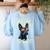 Boston Terrier Dad Boston Bull Bostie Dog Women's Sweatshirt Back Print Light Blue
