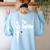 Boston Terrier Dad The DogFather Shirt Boston Terrier Women's Sweatshirt Back Print Light Blue