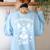 Boston Terrier Dad Boston Terrier Women's Sweatshirt Back Print Light Blue