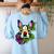 Boston Terrier In Day Of The Dead Sugar Skull Dog Women's Sweatshirt Back Print Light Blue