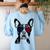 Boston Terrier Dog 4th July America USA Flag Men Women Kids Women's Sweatshirt Back Print Light Blue