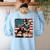 Boston Terrier Dog 4th Of July USA American Flag Patriotic Women's Sweatshirt Back Print Light Blue