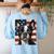 Boston Terrier Dog American Flag 4th Of July Patriotic Puppy Women's Sweatshirt Back Print Light Blue
