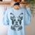 Boston Terrier Dog Bostie Nature Memorial Idea Men Women Women's Sweatshirt Back Print Light Blue