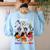 Boston Terrier Dog Christmas Happy Hallothankmas Halloween For Men Women Kids Women's Sweatshirt Back Print Light Blue