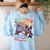 Boston Terrier Dog Christmas Snowman Winter Snow Women's Sweatshirt Back Print Light Blue