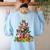 Boston Terrier Dog Christmas Tree Lights Xmas Pajama For Men Women Kids Women's Sweatshirt Back Print Light Blue