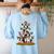 Boston Terrier Dog Christmas Tree Santa Hat Xmas Pajama Men Women Kids Women's Sweatshirt Back Print Light Blue