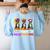 Boston Terrier Dog Halloween Christmas Hallothanksmas Men Women Kids Women's Sweatshirt Back Print Light Blue
