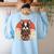 Boston Terrier Dog Japanese Style Samurai Dogs Women's Sweatshirt Back Print Light Blue