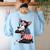 Boston Terrier Dog Merica 4th Of July Usa American Flag Men Women's Sweatshirt Back Print Light Blue