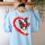 Boston Terrier Dog Mom Dad Valentine’s Day Pet Lover For Men Women Kids Women's Sweatshirt Back Print Light Blue