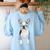 Boston Terrier Dog Motif Pet Art Boston Terrier For Men Women Kids Women's Sweatshirt Back Print Light Blue