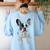 Boston Terrier Dog Motif Pet Art Boston Terrier Men Women Kids Women's Sweatshirt Back Print Light Blue