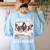 Boston Terrier Dog Official Sleepshirt Pajamas Nightgown Men Women Girls Kids Women's Sweatshirt Back Print Light Blue