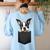 Boston Terrier Dog Puppy Dog In Pocket Cute Pet Lover Women's Sweatshirt Back Print Light Blue