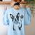 Boston Terrier Dog Raising Paw Idea Men Women Women's Sweatshirt Back Print Light Blue