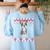 Boston Terrier Dog Santa Hat Men Kids Ugly Christmas Light Women's Sweatshirt Back Print Light Blue